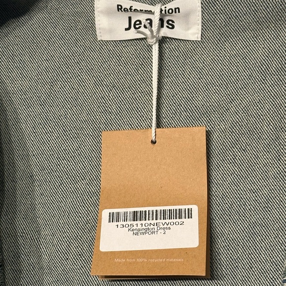 FLAWED NWT Reformation Kensington Denim Mini Dress Newport Blue Size 2 - Picture 7 of 12